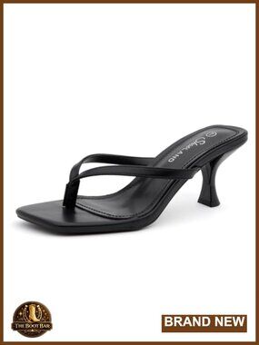 Kitten Heel Thong Sandals Square Open Toe Slip On Dressy Summer Heels